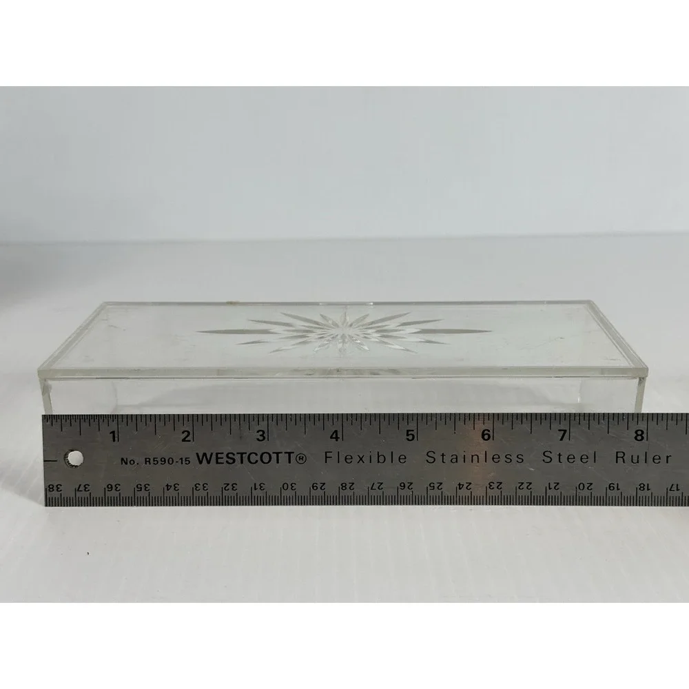Vintage Vanity Trinket Jewelry Box Plastic Acrylic Starburst Lidded‎ Clear